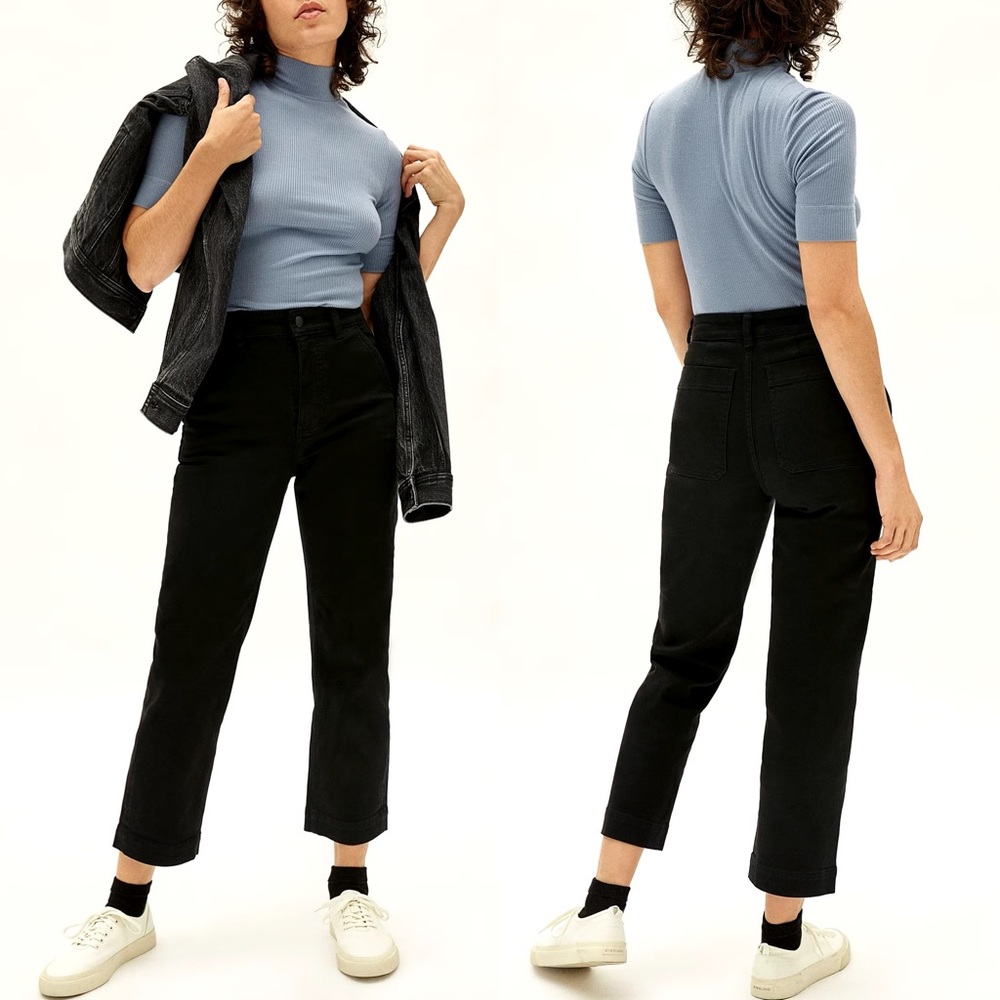 Everlane The Straight-Leg Crop Pant in Black Size 4